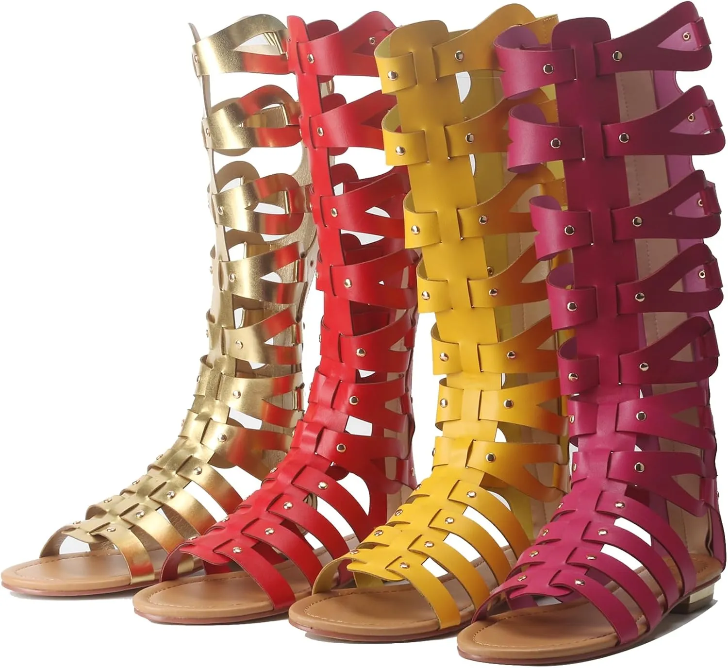 Hanfike Knee High Sandals for Women Gladiator Cut Out Summer Roman Boots