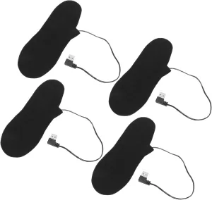Hapivida Electric Heated Insoles, 4Pcs USB Heated Insoles Battery Rechargeable Toe Warmers Women Electric Shoes Heating Insole for Boots Outdoor Hiking Fishing Skiing Camping