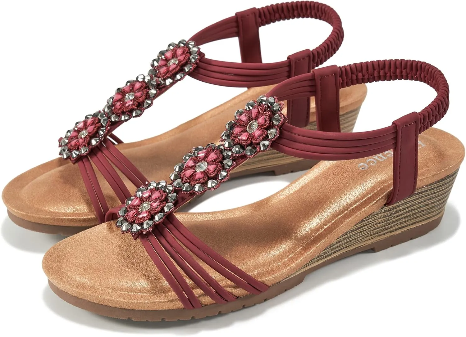 HARENCE Wedge Sandals for Women Shoes: Comfortable Elastic Ankle Strap Low Heel Dress Shoes Open Toe Gladiator Summer Beach Platform Sandals