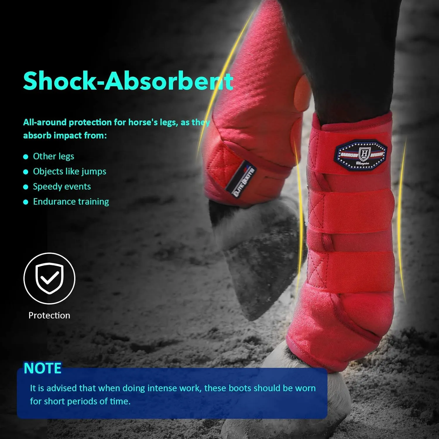 Harrison Howard Horse Sport Medicine Front Shock-Absorbing Boots All-Round Lower Limb Protection & Support Sport Boots Perfect for Endurance Training and Performance Pack of 2 Scarlet Red M