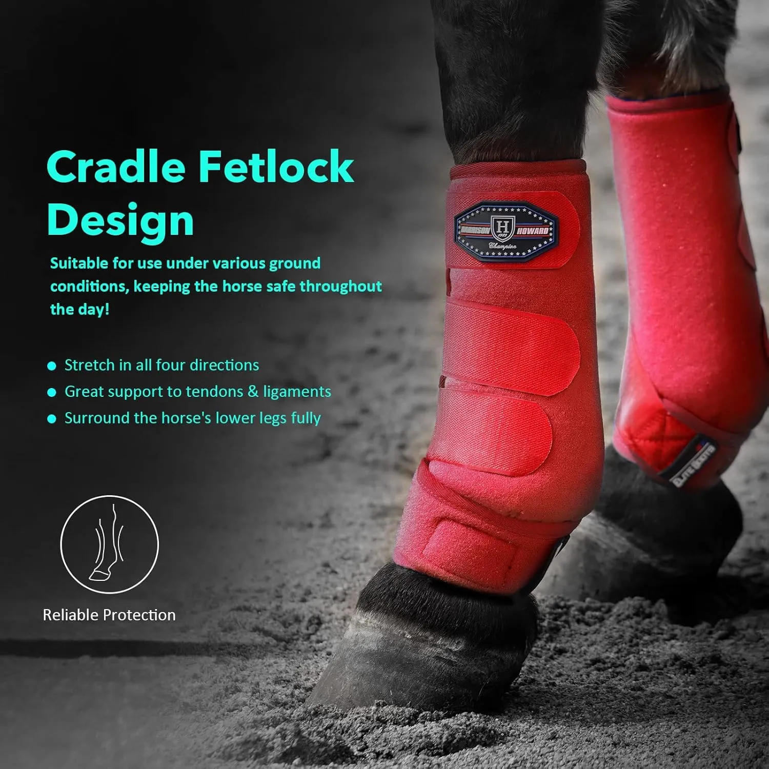 Harrison Howard Horse Sport Medicine Front Shock-Absorbing Boots All-Round Lower Limb Protection & Support Sport Boots Perfect for Endurance Training and Performance Pack of 2 Scarlet Red M