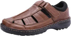 Harssidanzar Mens Closed Toe Sandals,Genuine Leather Comfortable Adjustable Fisherman Beach Sandals Shoes For Outdoor Walking Driving KM227US