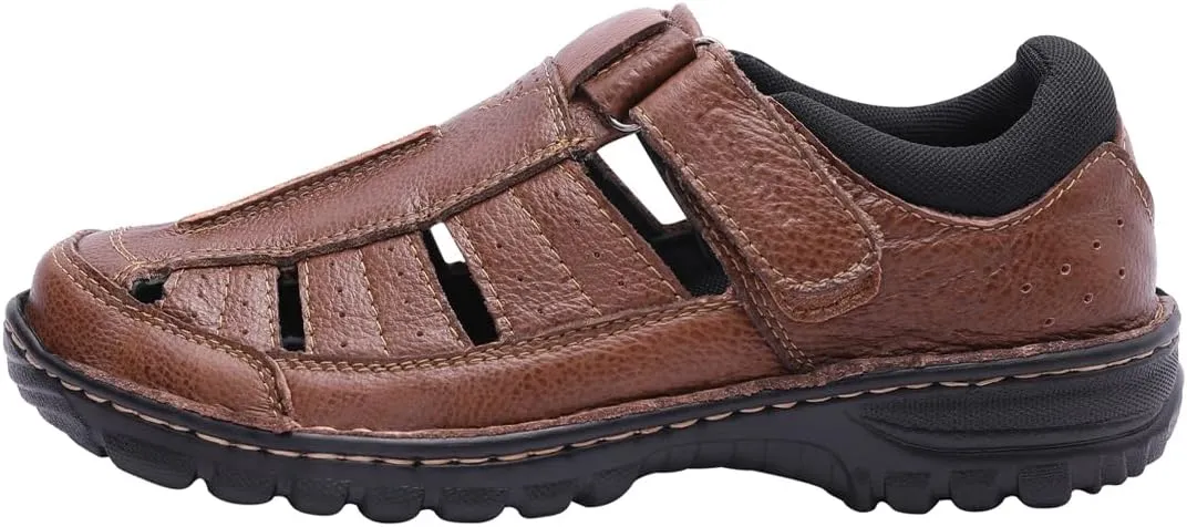 Harssidanzar Mens Closed Toe Sandals,Genuine Leather Comfortable Adjustable Fisherman Beach Sandals Shoes For Outdoor Walking Driving KM227US