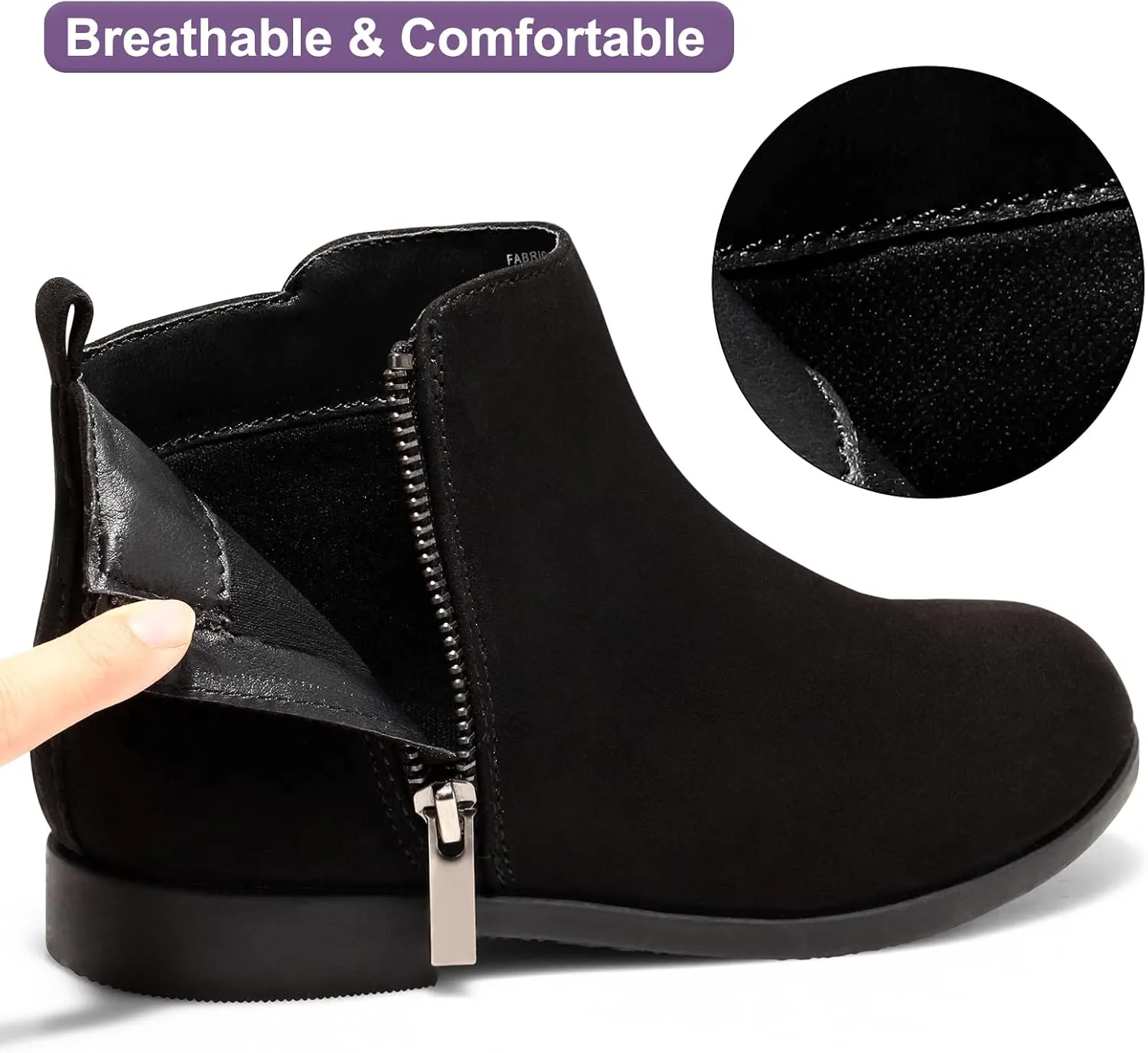 Harvest Land Girl Boots Kids Ankle Boots Warm Side Zipper Low Heel Short Booties Winter Anti-Slip Outdoor Shoes for Little Kids/Big Kids