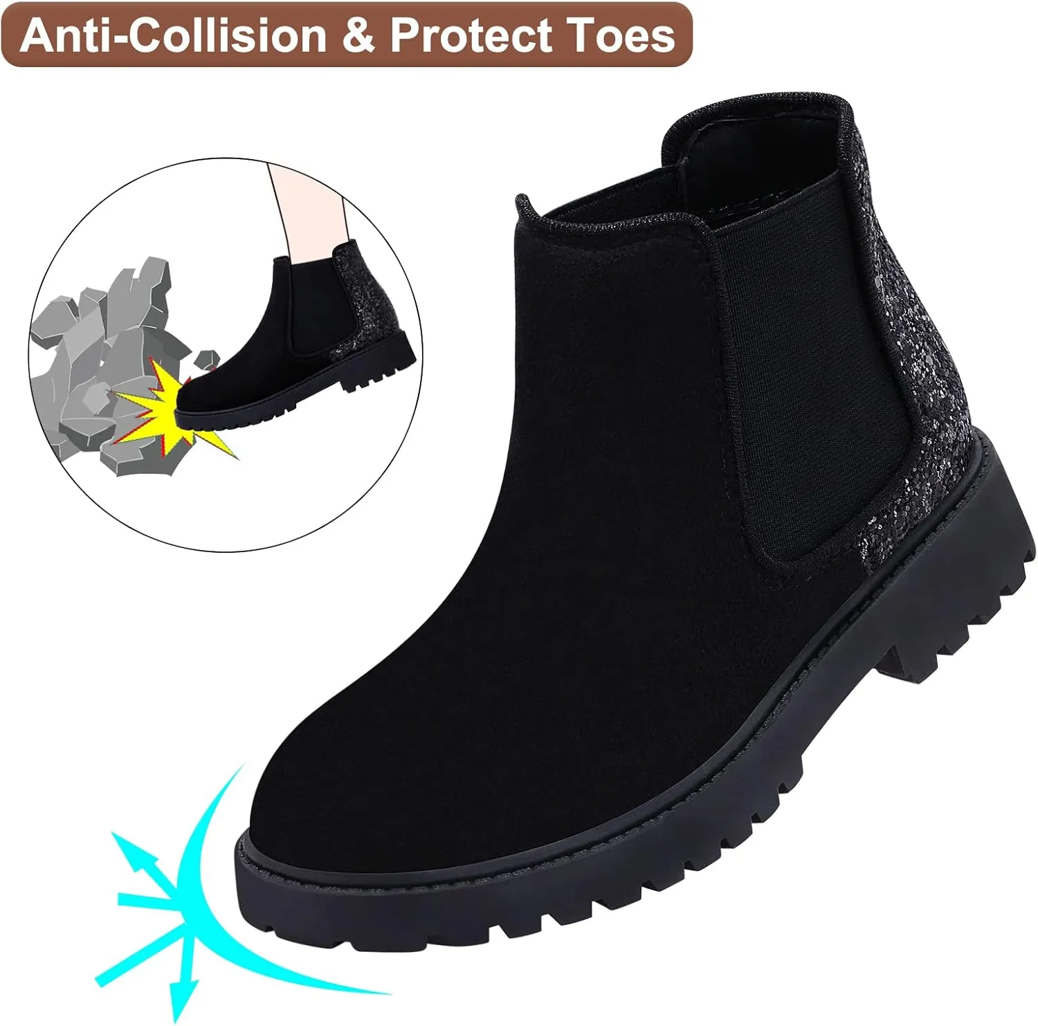 Harvest Land Girl Boots Kids Ankle Boots Warm Side Zipper Low Heel Short Booties Winter Anti-Slip Outdoor Shoes for Little Kids/Big Kids