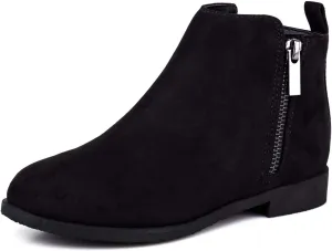 Harvest Land Girl Boots Kids Ankle Boots Warm Side Zipper Low Heel Short Booties Winter Anti-Slip Outdoor Shoes for Little Kids/Big Kids