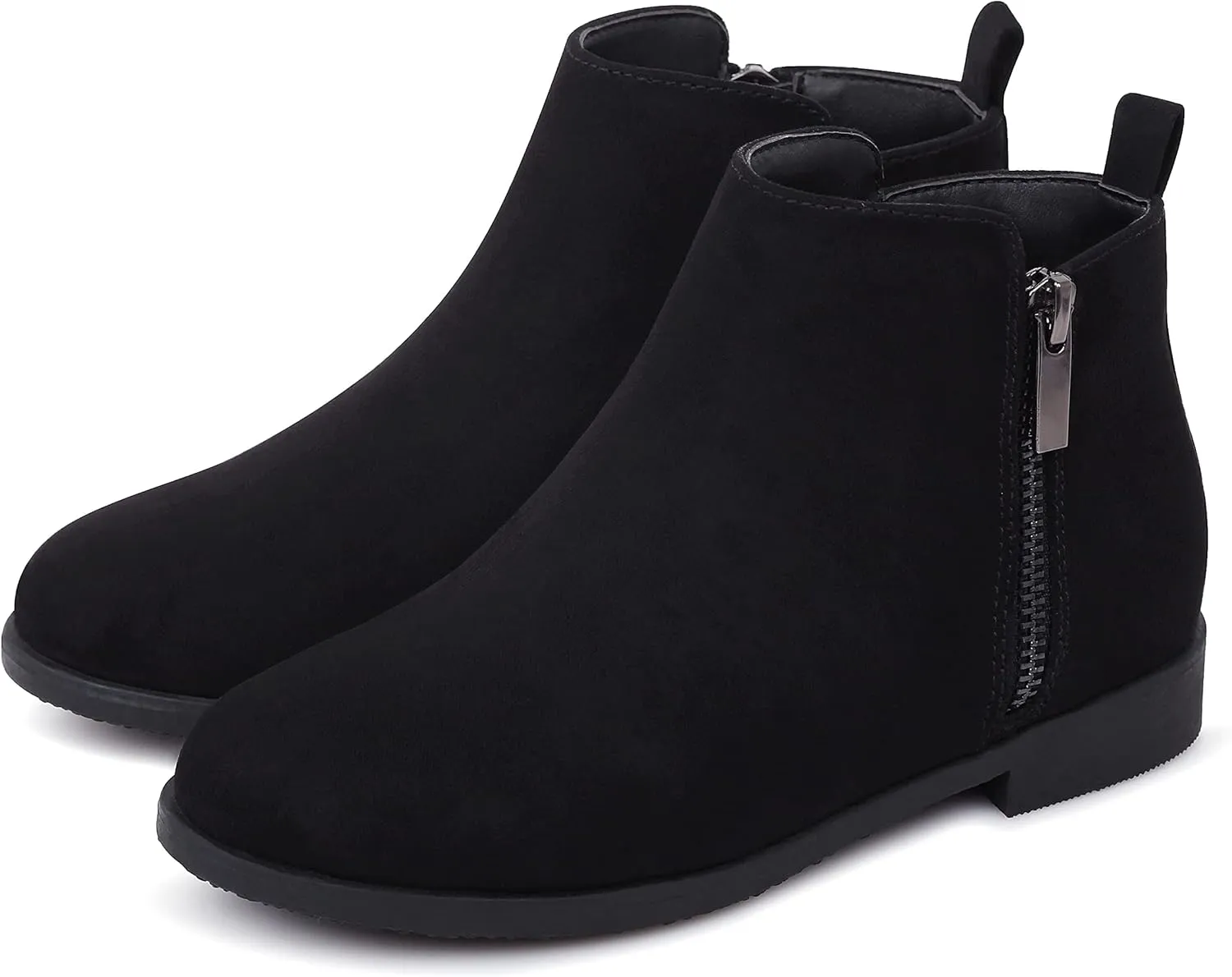 Harvest Land Girl Boots Kids Ankle Boots Warm Side Zipper Low Heel Short Booties Winter Anti-Slip Outdoor Shoes for Little Kids/Big Kids