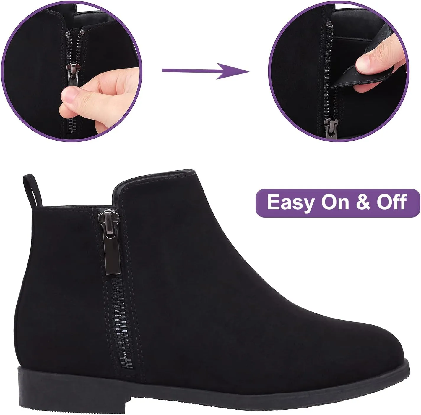 Harvest Land Girl Boots Kids Ankle Boots Warm Side Zipper Low Heel Short Booties Winter Anti-Slip Outdoor Shoes for Little Kids/Big Kids