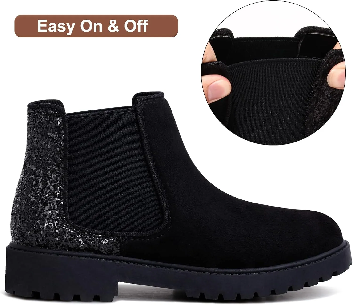 Harvest Land Girl Boots Kids Ankle Boots Warm Side Zipper Low Heel Short Booties Winter Anti-Slip Outdoor Shoes for Little Kids/Big Kids