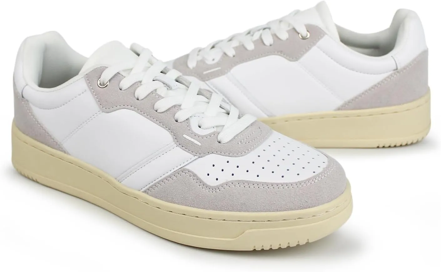 Hawkwell Men's Classic Leather Low Top Fashion Sneakers Casual Dress Sneakers Skate Tennis Basketball Style Walking Shoes