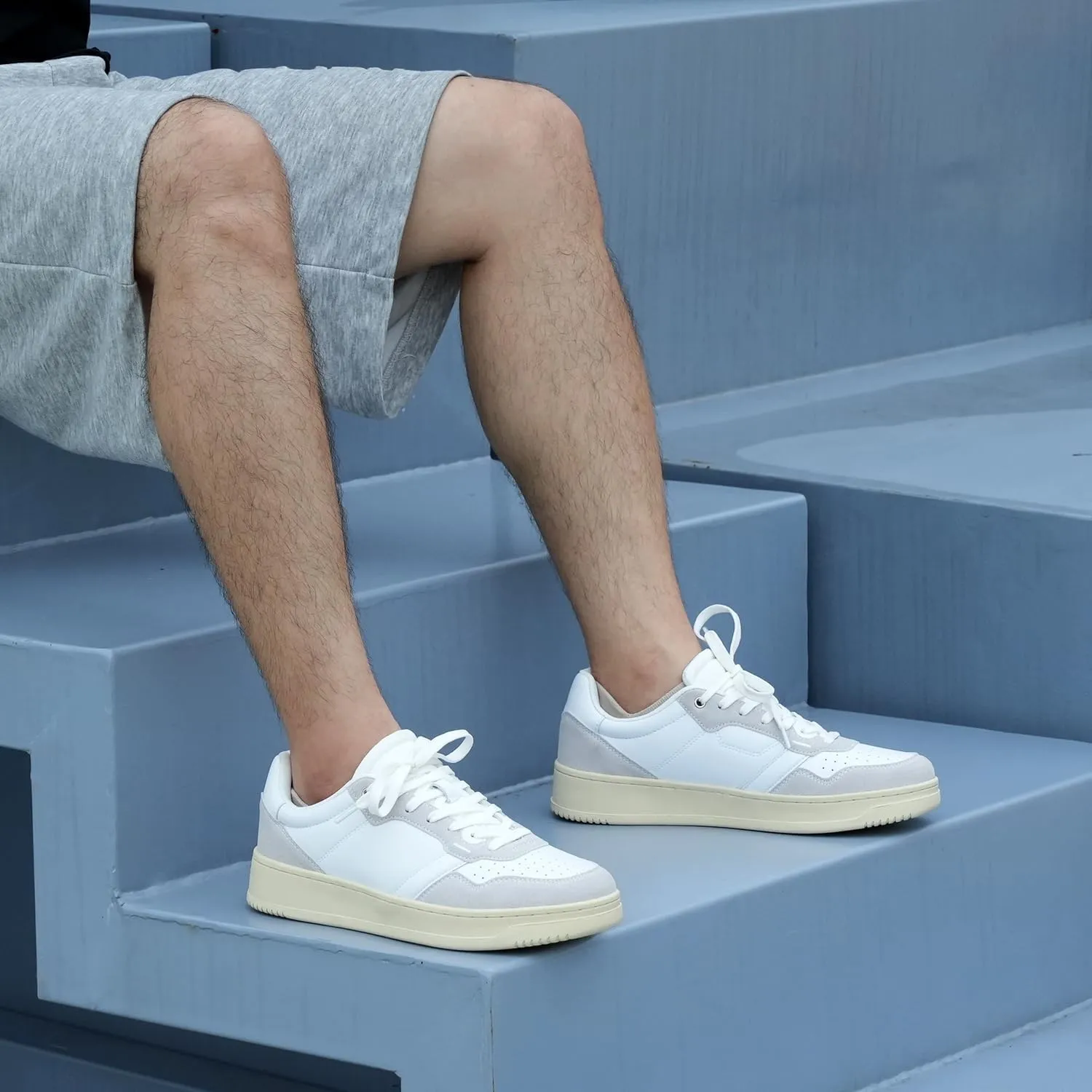 Hawkwell Men's Classic Leather Low Top Fashion Sneakers Casual Dress Sneakers Skate Tennis Basketball Style Walking Shoes