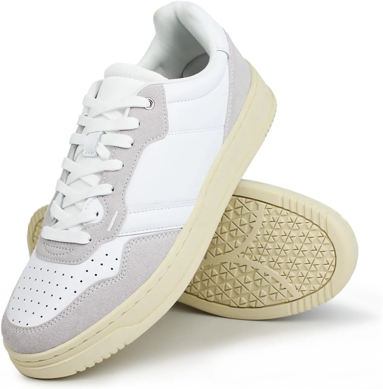 Hawkwell Men's Classic Leather Low Top Fashion Sneakers Casual Dress Sneakers Skate Tennis Basketball Style Walking Shoes