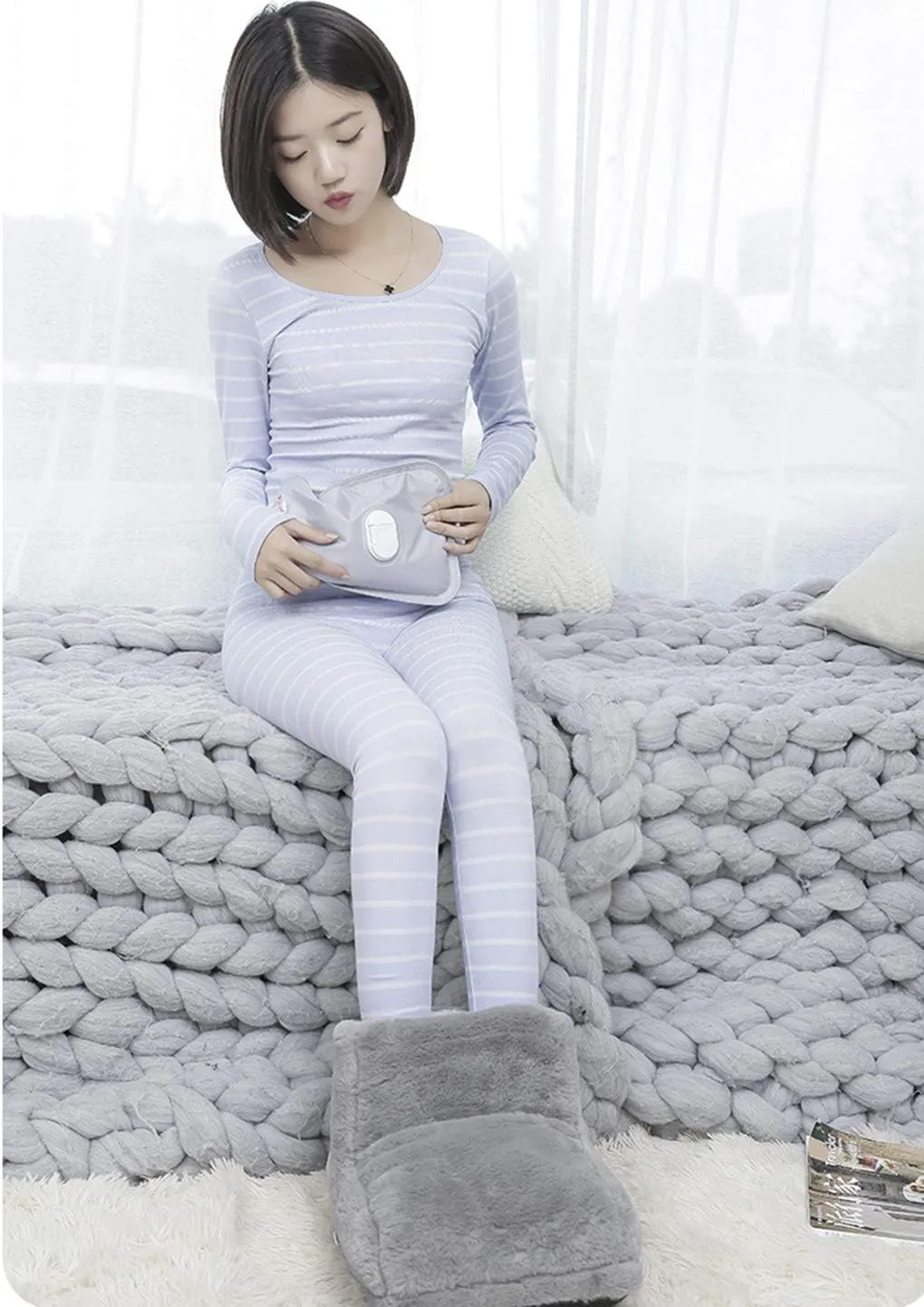 Heating Pad Electric USB Heated Foot Warmer Heat Therapy Wrap Heating Electric Boots Heated Cushion Warmer Winter Foot Warming Foot Massager Heating Foot Warmer Bag Body Warmer Cold Weather Xmas Gift