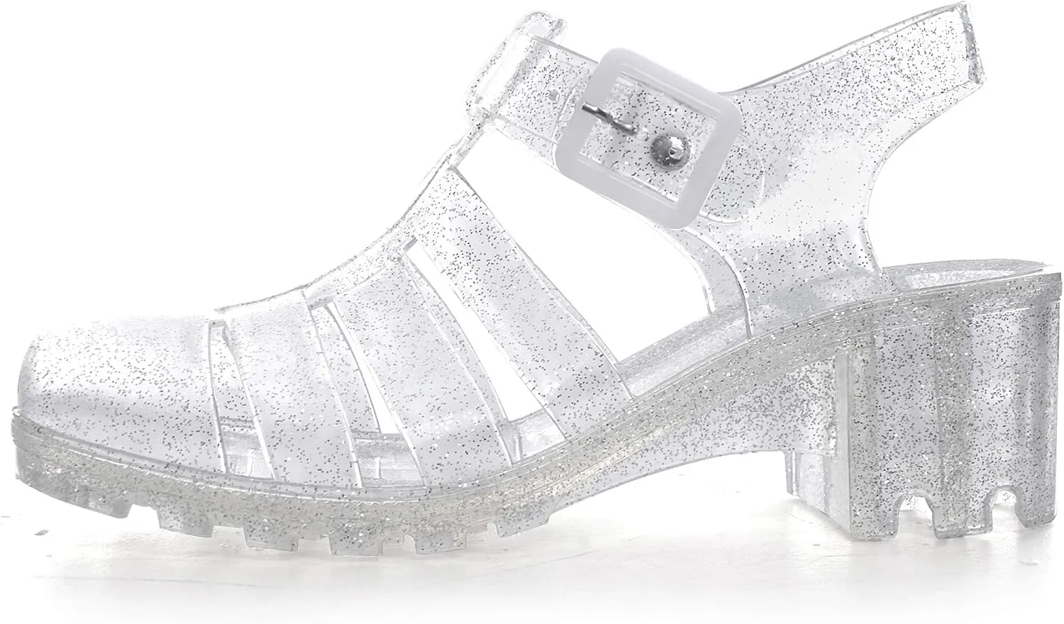 Hee grand Crystal Jelly Heel Sandals For Women Summer Beach Jelly Shoes