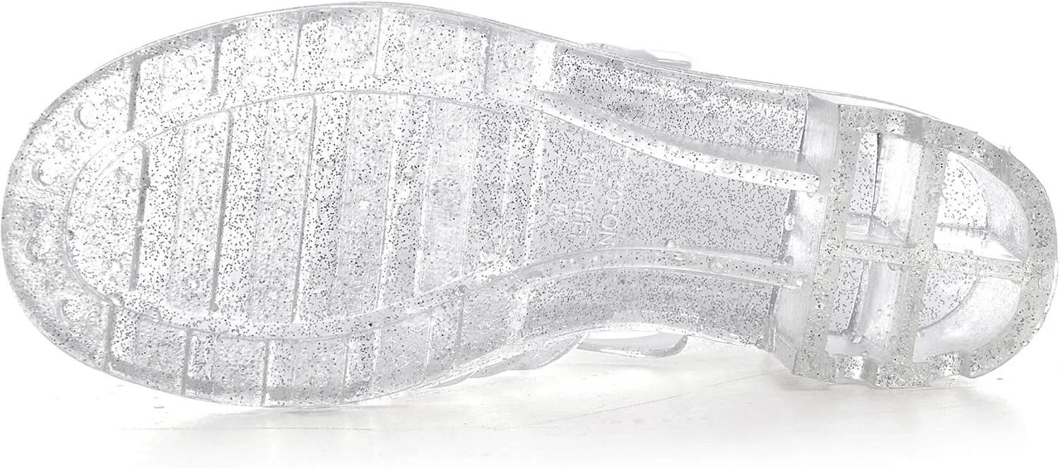 Hee grand Crystal Jelly Heel Sandals For Women Summer Beach Jelly Shoes