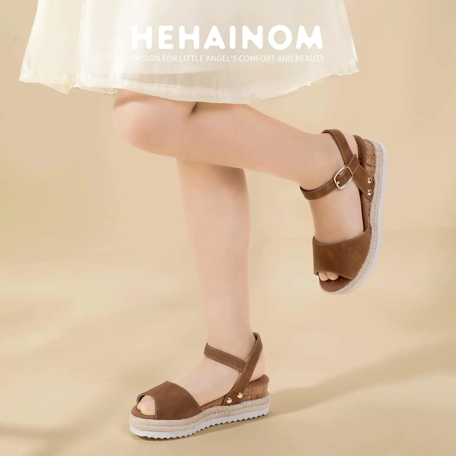 Hehainom Girls Wedge Sandals Platform Shoes Little Big Kid Summer Girls Heels Dress Shoes