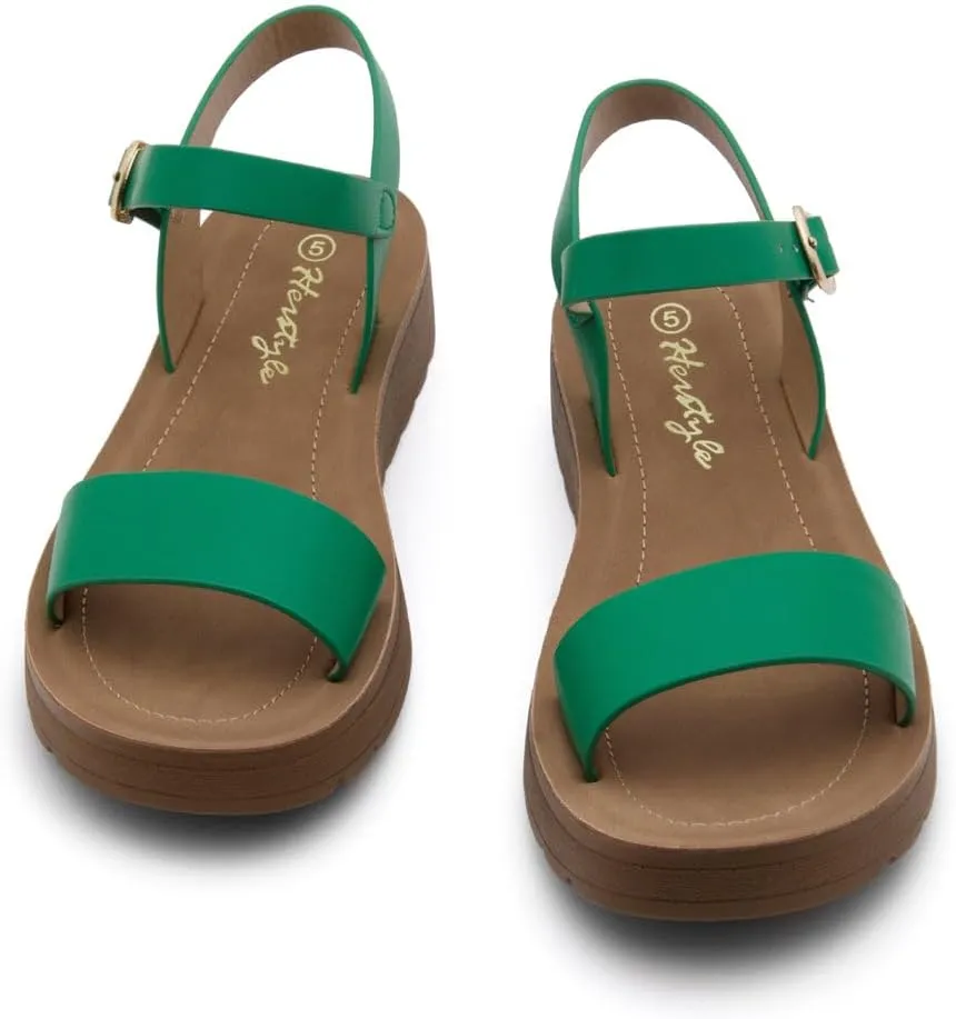 Herstyle Women’s Flat Sandals – One Band Ankle Strap Dressy Casual Sandals with Cushioned Footbed | Comfortable Open Toe Walking Shoes for Summer & Daily Wear