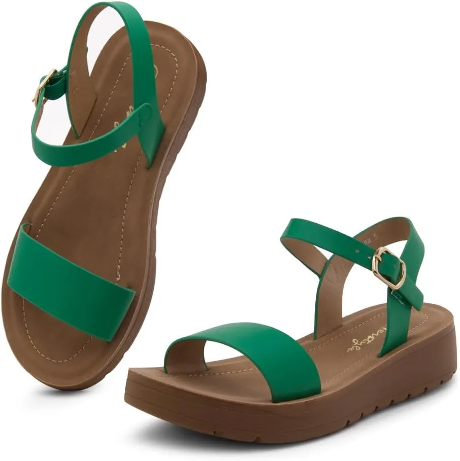 Herstyle Women’s Flat Sandals – One Band Ankle Strap Dressy Casual Sandals with Cushioned Footbed | Comfortable Open Toe Walking Shoes for Summer & Daily Wear