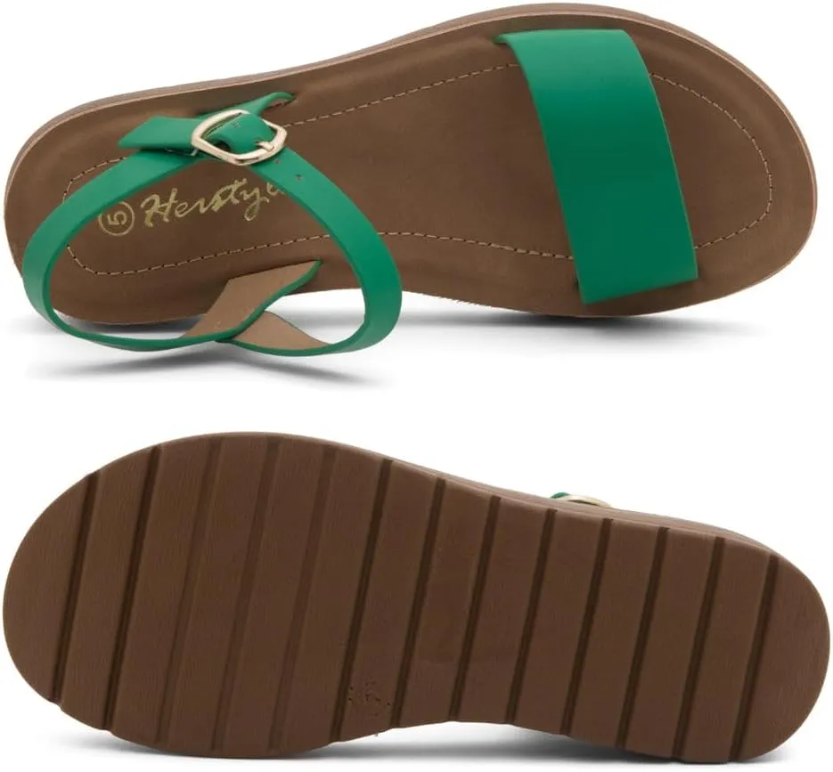 Herstyle Women’s Flat Sandals – One Band Ankle Strap Dressy Casual Sandals with Cushioned Footbed | Comfortable Open Toe Walking Shoes for Summer & Daily Wear