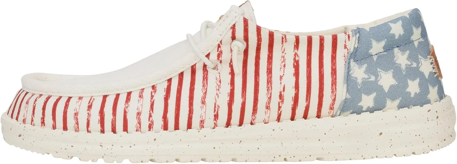 HEYDUDE Wendy Funk Americana Stars American Flag Size 12, Women’s Shoes, Women’s Slip-on Loafers, Comfortable & Light-Weight
