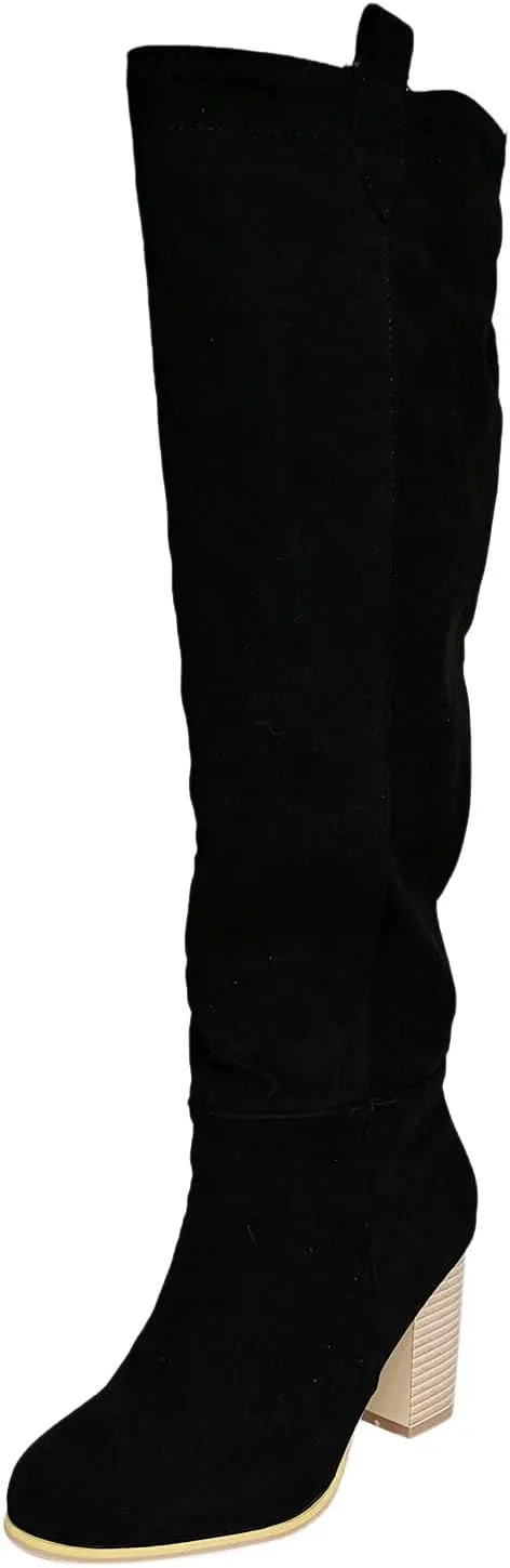 High Heeled Boots for Women Knee Length Heel Retro Boots Women's For Women Booties Chunky Knee-Hign Boots Boots Shoes women's boots Knee High Toe Boots for Women