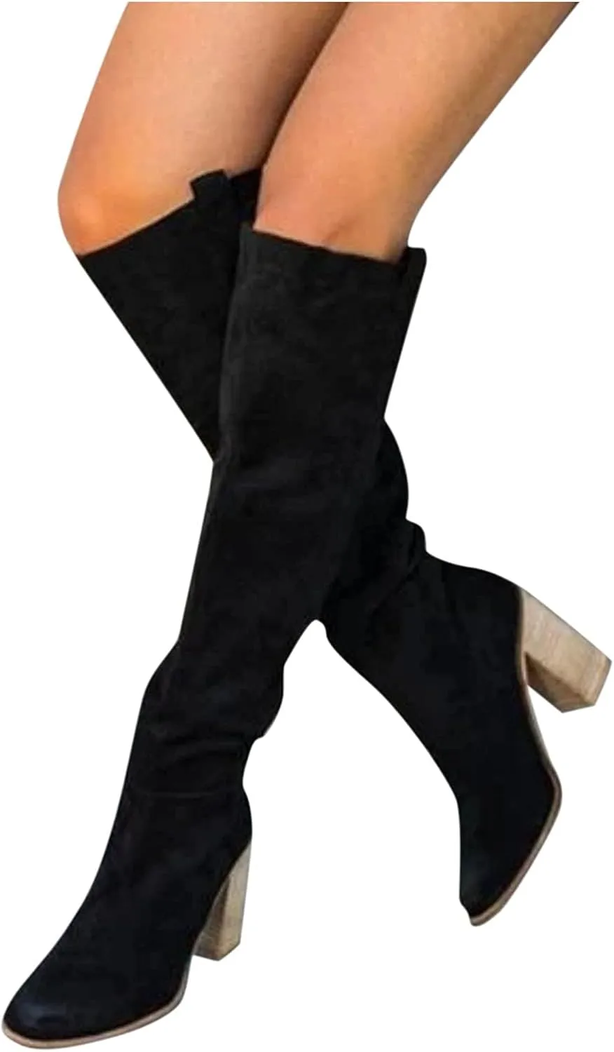 High Heeled Boots for Women Knee Length Heel Retro Boots Women's For Women Booties Chunky Knee-Hign Boots Boots Shoes women's boots Knee High Toe Boots for Women