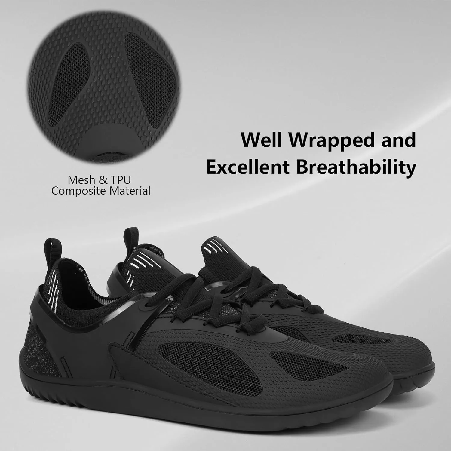 HiGropcore Barefoot Shoes for Men Wide Toe Box Zero Drop Arch Support Minimalist Gym Shoes Fashion Deadlift Cross Training Sneakers