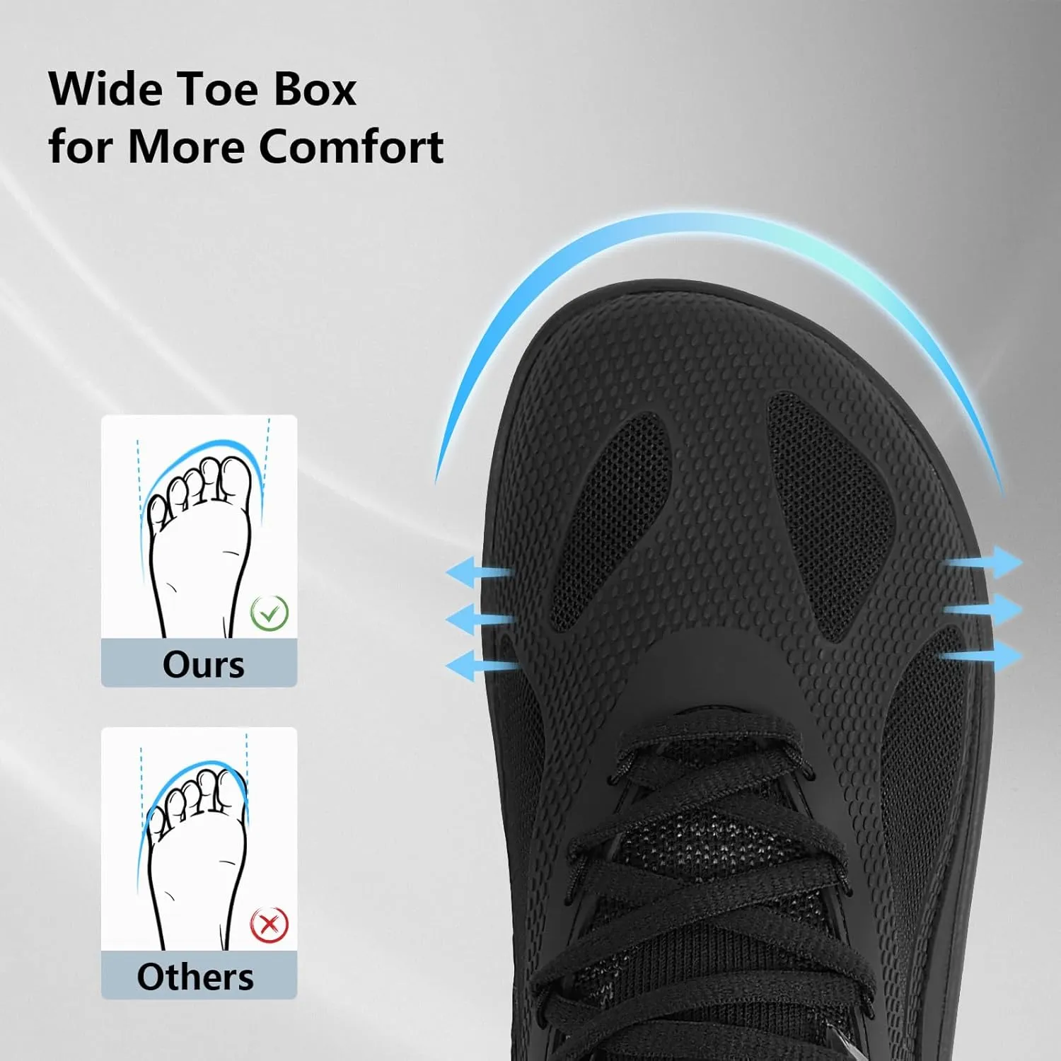 HiGropcore Barefoot Shoes for Men Wide Toe Box Zero Drop Arch Support Minimalist Gym Shoes Fashion Deadlift Cross Training Sneakers