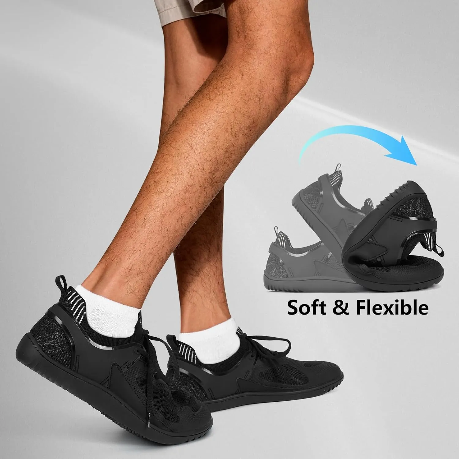 HiGropcore Barefoot Shoes for Men Wide Toe Box Zero Drop Arch Support Minimalist Gym Shoes Fashion Deadlift Cross Training Sneakers