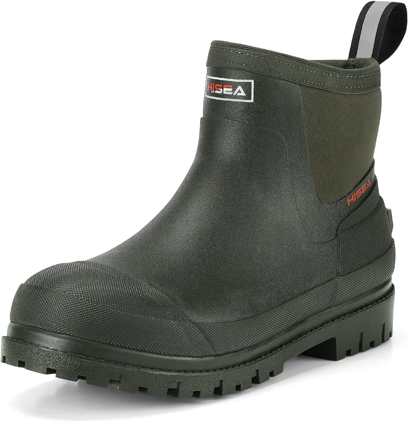 HISEA Men's Chelsea Rain Boots, Rubber Ankle Short Boots for Men Waterproof, Durable Insulated Mud Booties for Outdoor Garden Work