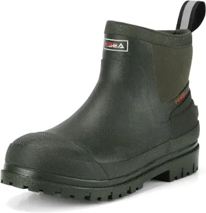 HISEA Men's Chelsea Rain Boots, Rubber Ankle Short Boots for Men Waterproof, Durable Insulated Mud Booties for Outdoor Garden Work