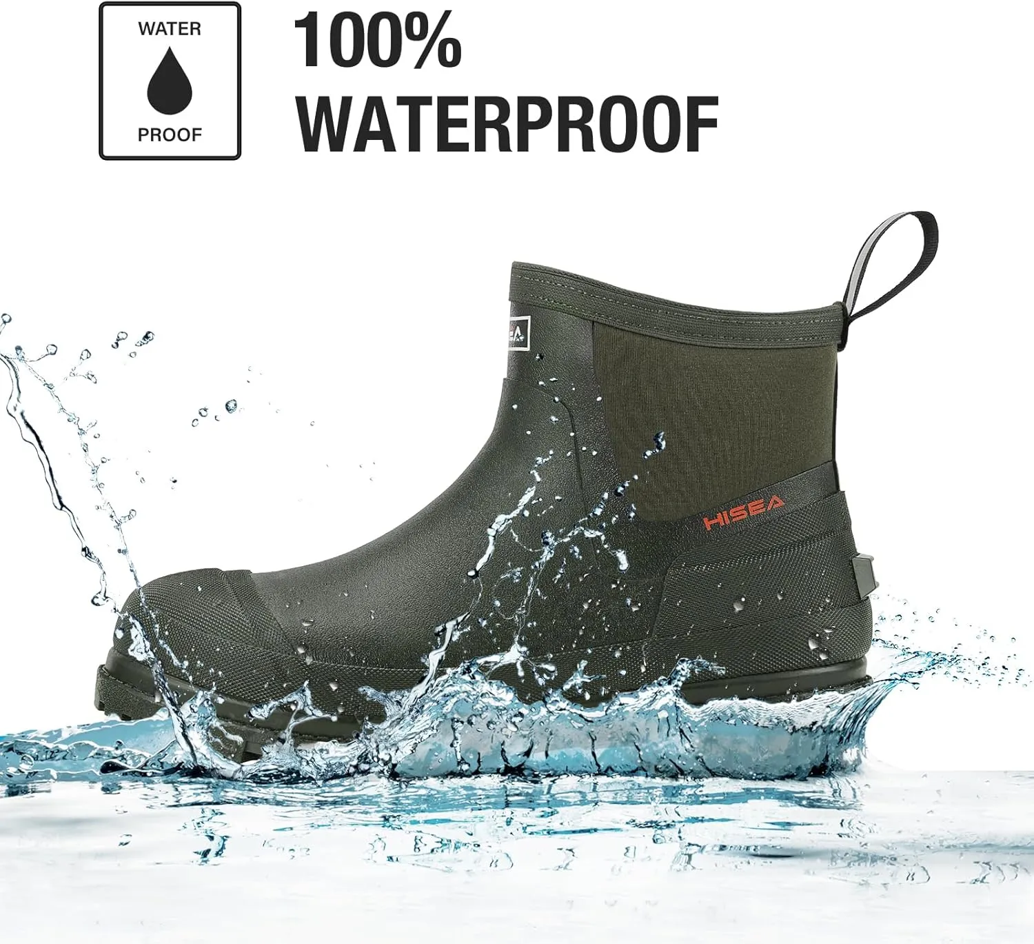 HISEA Men's Chelsea Rain Boots, Rubber Ankle Short Boots for Men Waterproof, Durable Insulated Mud Booties for Outdoor Garden Work