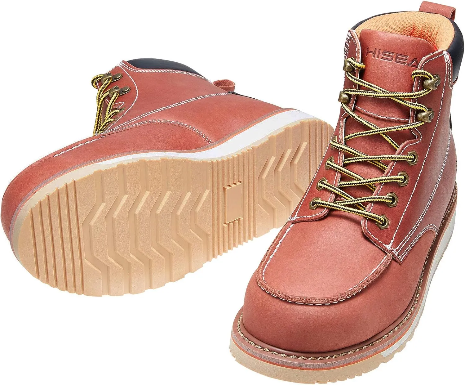 HISEA NINGO Work Boots for Men Steel/Soft Toe Boots, 6” Waterproof Slip Resistant Industrial & Construction Work Boots, Composite Toe Working Boots