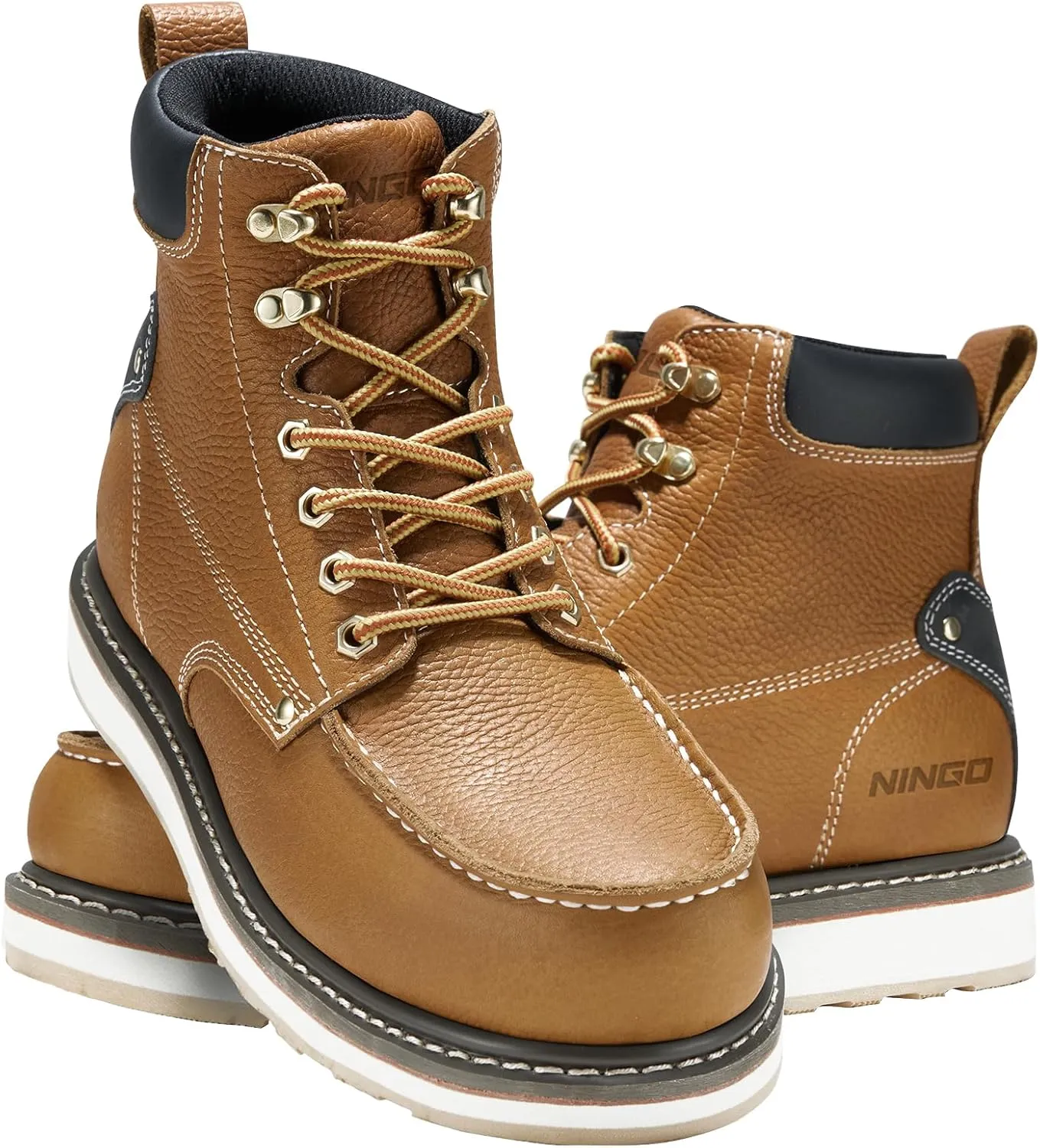 HISEA NINGO Work Boots for Men Steel/Soft Toe Boots, 6” Waterproof Slip Resistant Industrial & Construction Work Boots, Composite Toe Working Boots