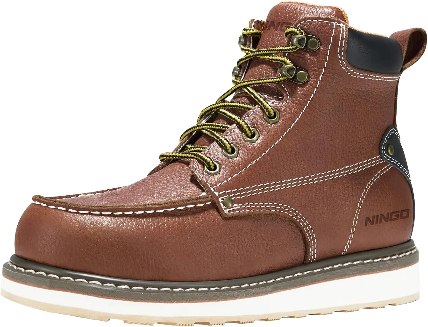 HISEA NINGO Work Boots for Men Steel/Soft Toe Boots, 6” Waterproof Slip Resistant Industrial & Construction Work Boots, Composite Toe Working Boots