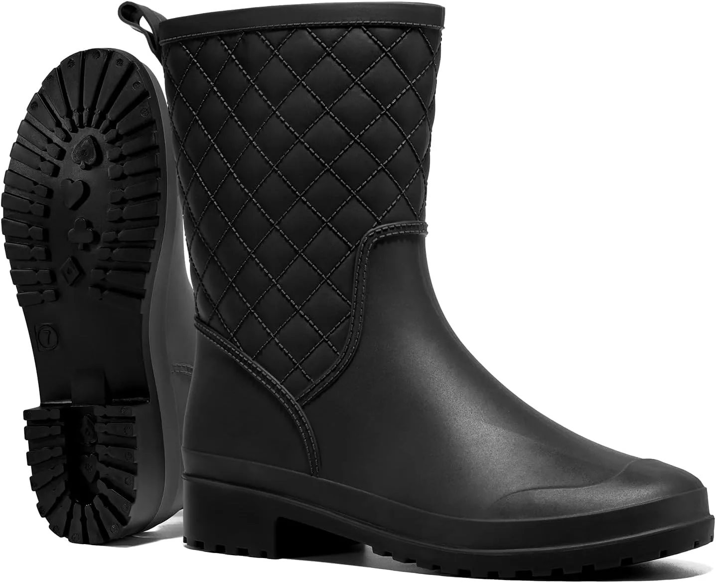 HISEA Rain Boots for Women, Lightweight Fashion Rubber Boots Mid Height Waterproof Garden Shoes Women's Rain Footwear