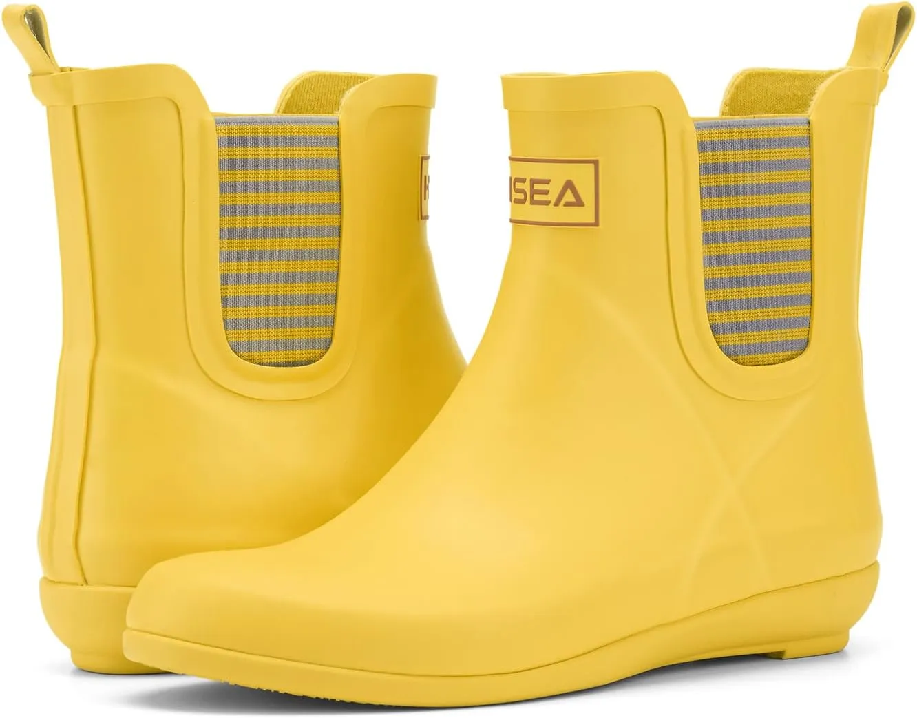 HISEA Rubber Rain Boots for Women Waterproof Chelsea Boots Short Ankle Rain Shoes Wedge Heel Anti-Slipping Rainboots for Ladies with Comfort Insole Lightweight Stylish Outdoor Work Booties