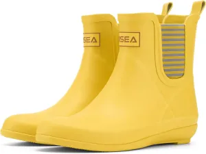 HISEA Rubber Rain Boots for Women Waterproof Chelsea Boots Short Ankle Rain Shoes Wedge Heel Anti-Slipping Rainboots for Ladies with Comfort Insole Lightweight Stylish Outdoor Work Booties