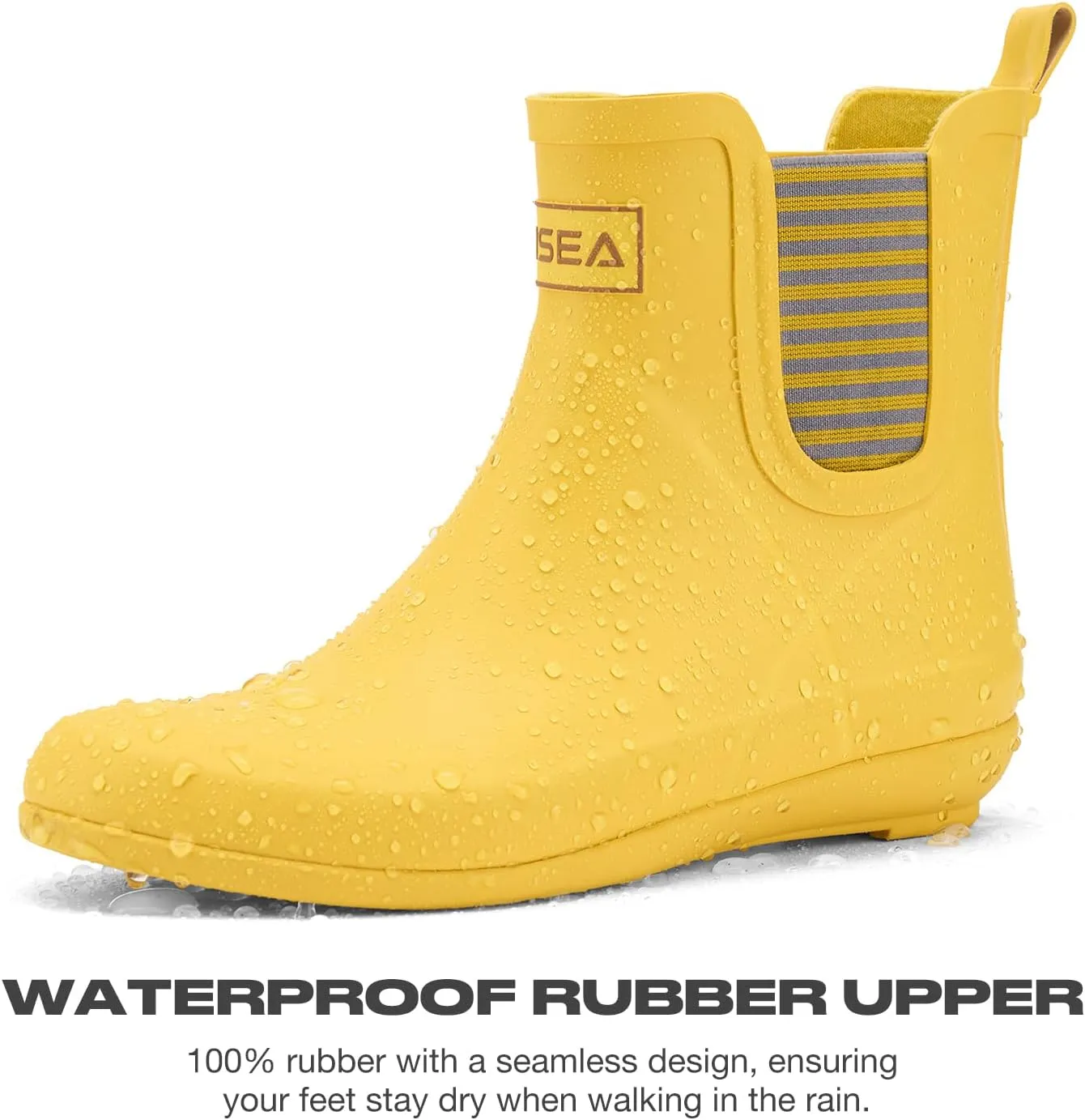 HISEA Rubber Rain Boots for Women Waterproof Chelsea Boots Short Ankle Rain Shoes Wedge Heel Anti-Slipping Rainboots for Ladies with Comfort Insole Lightweight Stylish Outdoor Work Booties