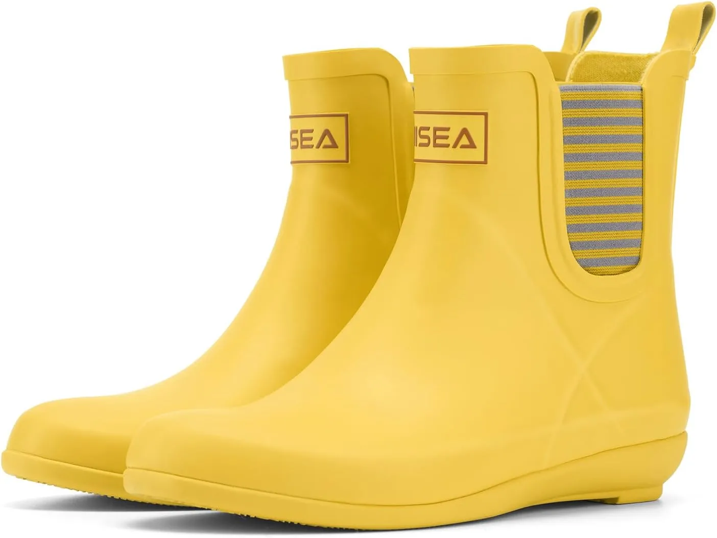 HISEA Rubber Rain Boots for Women Waterproof Chelsea Boots Short Ankle Rain Shoes Wedge Heel Anti-Slipping Rainboots for Ladies with Comfort Insole Lightweight Stylish Outdoor Work Booties