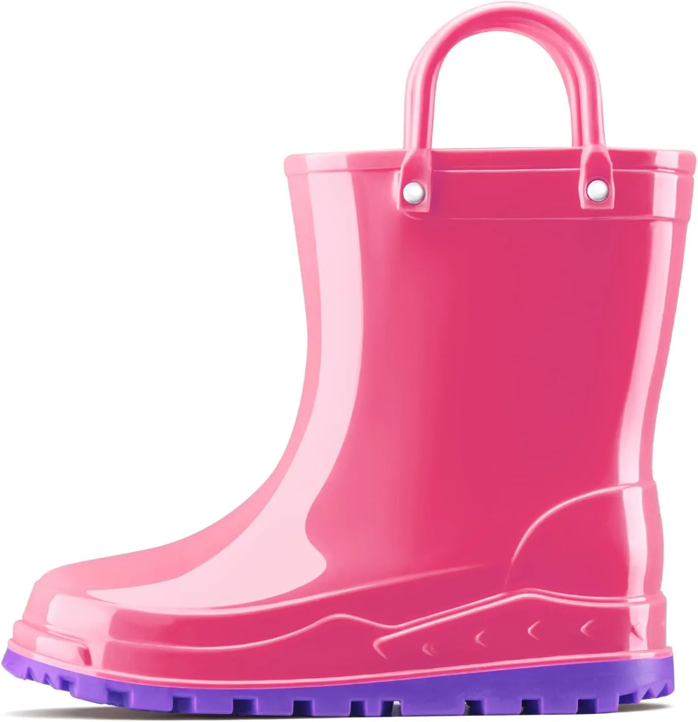 HISEA Toddler Kids Rain Boots for Boys Girls, Waterproof Rubber Boots with Easy-On Handles, Seamless Soft PVC Rainboots Lightweight Mud Shoes for Water Beach Outdoor Playing (Toddler/Little Kid/Big Kid)