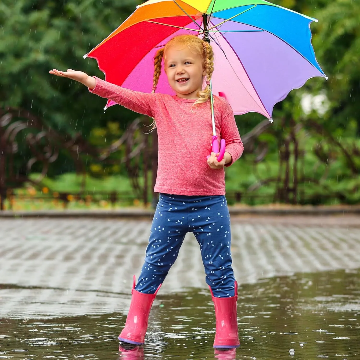 HISEA Toddler Kids Rain Boots for Boys Girls, Waterproof Rubber Boots with Easy-On Handles, Seamless Soft PVC Rainboots Lightweight Mud Shoes for Water Beach Outdoor Playing (Toddler/Little Kid/Big Kid)