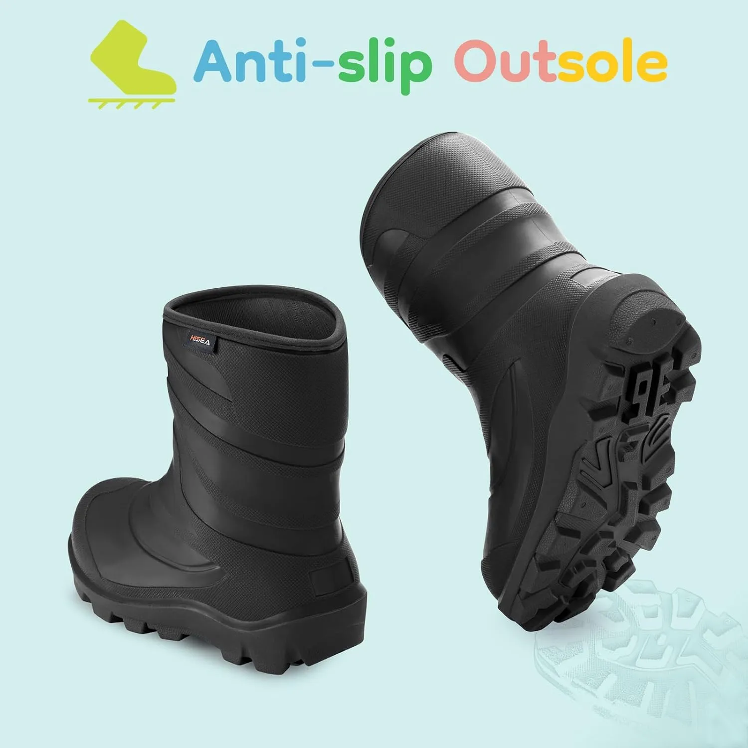 HISEA Toddler Rain Boots for Boys and Girls, Waterproof Seamless Lightweight Rubber Boots - Kids Rain Boots for Water Beach Outdoor Playing, Age 5-12 (Little Kid/Big Kid)