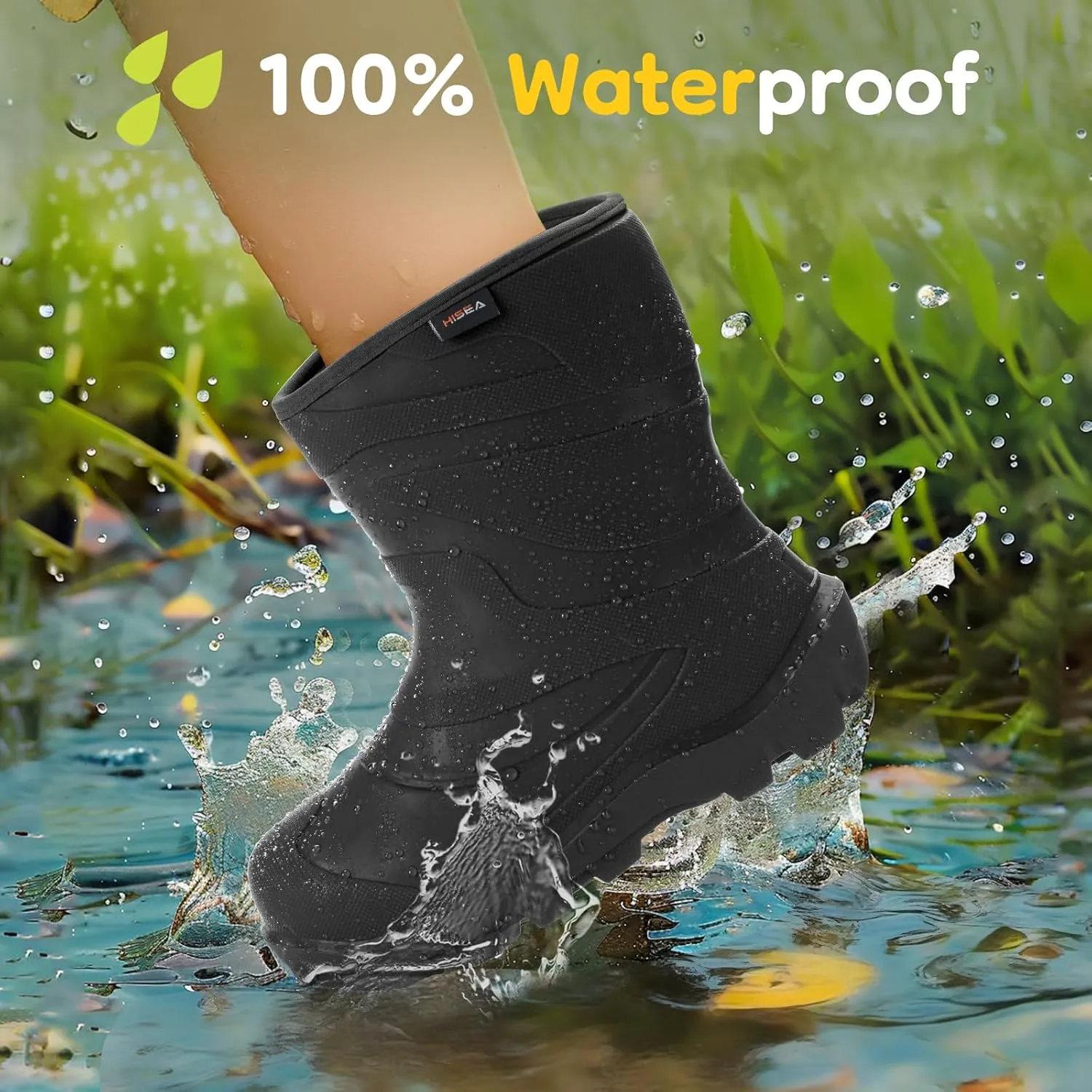 HISEA Toddler Rain Boots for Boys and Girls, Waterproof Seamless Lightweight Rubber Boots - Kids Rain Boots for Water Beach Outdoor Playing, Age 5-12 (Little Kid/Big Kid)