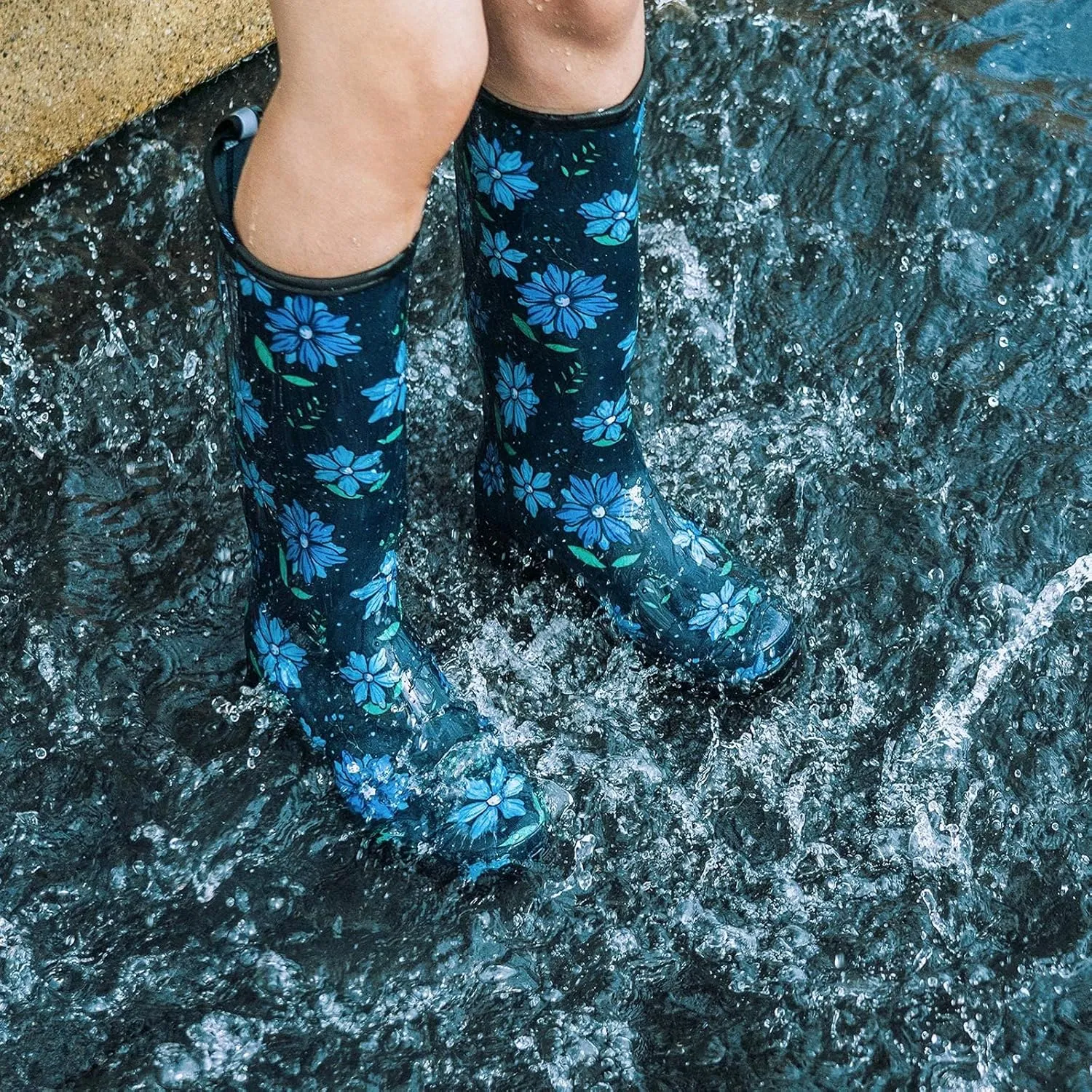 HISEA Women's Rain Boots Fashion Waterproof Garden Shoes Colorful Printed Rubber Boots Anti-Slipping Rainboots for Ladies with Comfort Insole Tall Knee High Outdoor Rain Shoes