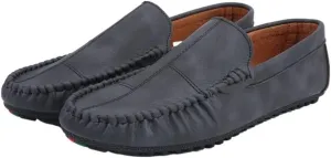 HOOENG Men's Loafers Moccasins Shoes Solid Color Patchwork PU Leather Flat Heel Anti-Slip Comfortable Outdoor Slip-ons (Color : Black, Size : 8.5)