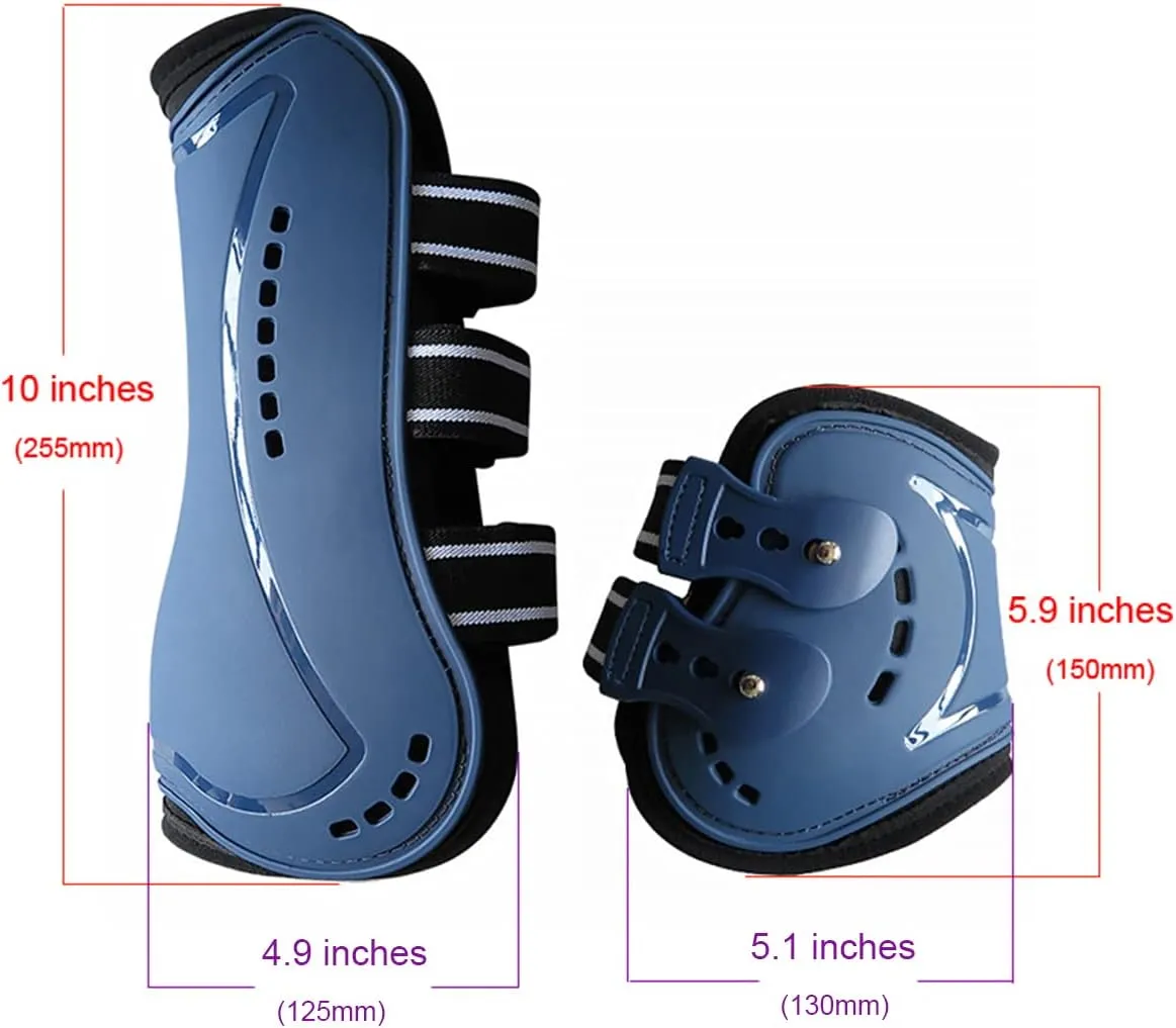 Horse Boots Open Front Jumping Tendon Sport Boots, Hind Fetlock Boots, Secure Leg Protection, Classic Breathable Equine Supplies, Set of 4