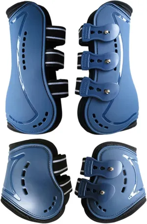 Horse Boots Open Front Jumping Tendon Sport Boots, Hind Fetlock Boots, Secure Leg Protection, Classic Breathable Equine Supplies, Set of 4