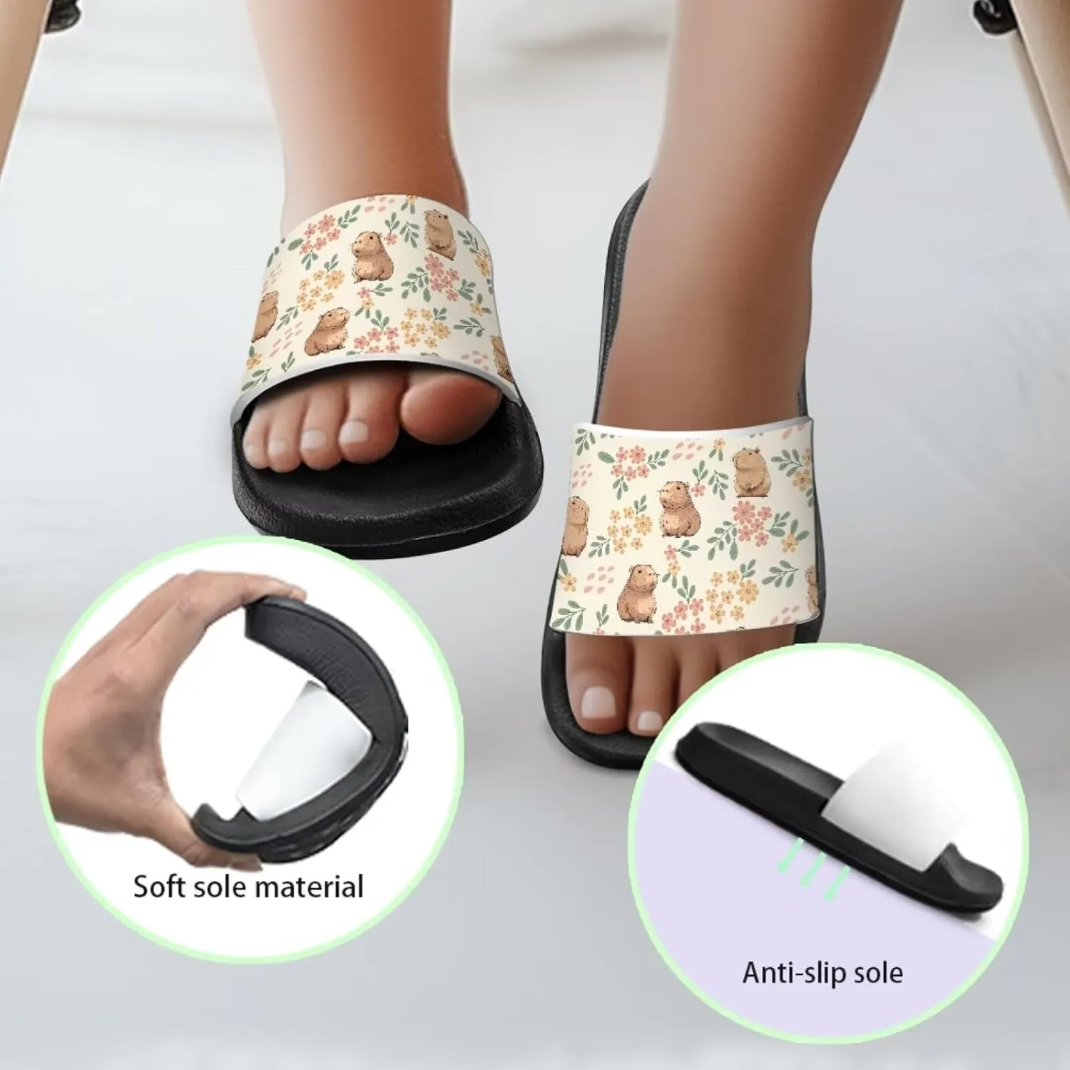 Howilath Cute Animal Print Slide Sandal for Kids Open Toe Summer Slippers EVA Sole Anti-Skid Slide Camping Hiking Shoes