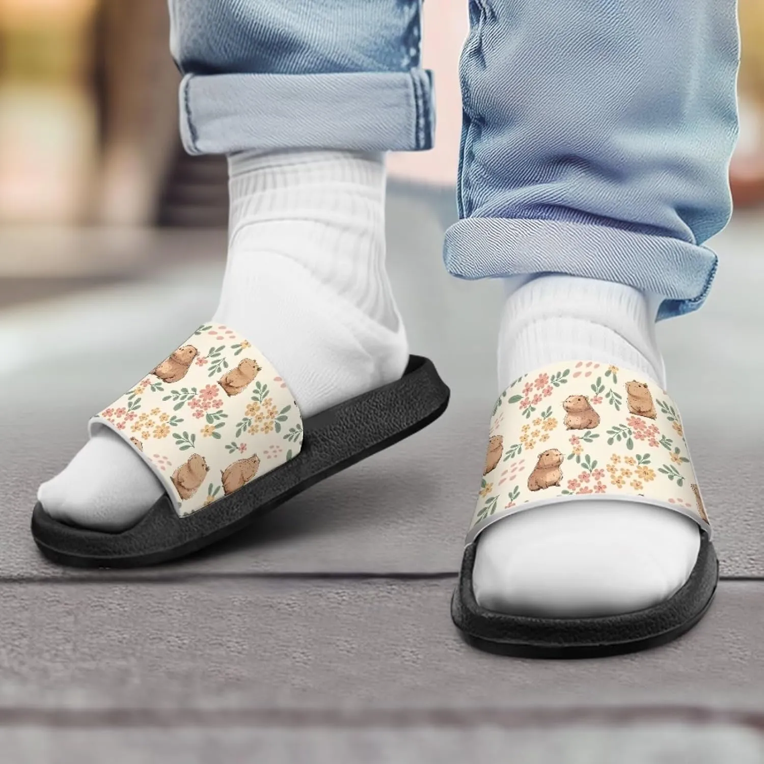 Howilath Cute Animal Print Slide Sandal for Kids Open Toe Summer Slippers EVA Sole Anti-Skid Slide Camping Hiking Shoes